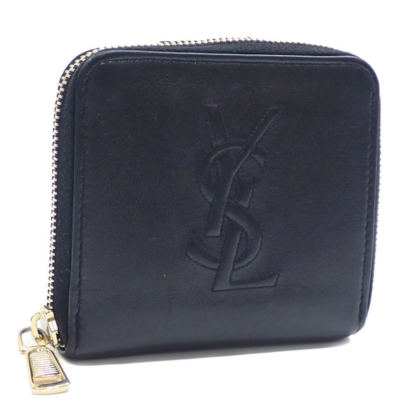 Saint Laurent bifold wallet for women black leather 568985 round